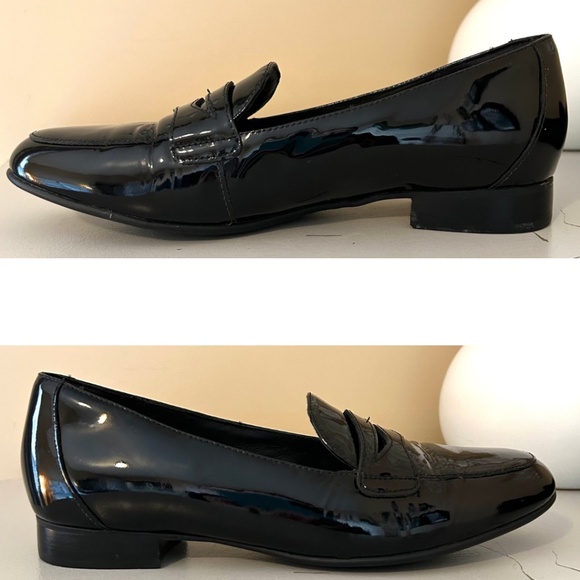 Unstructured by Clarks UN Blush Go Women's Loafers Black Patent Leather Size 8.5 - Picture 11 of 13